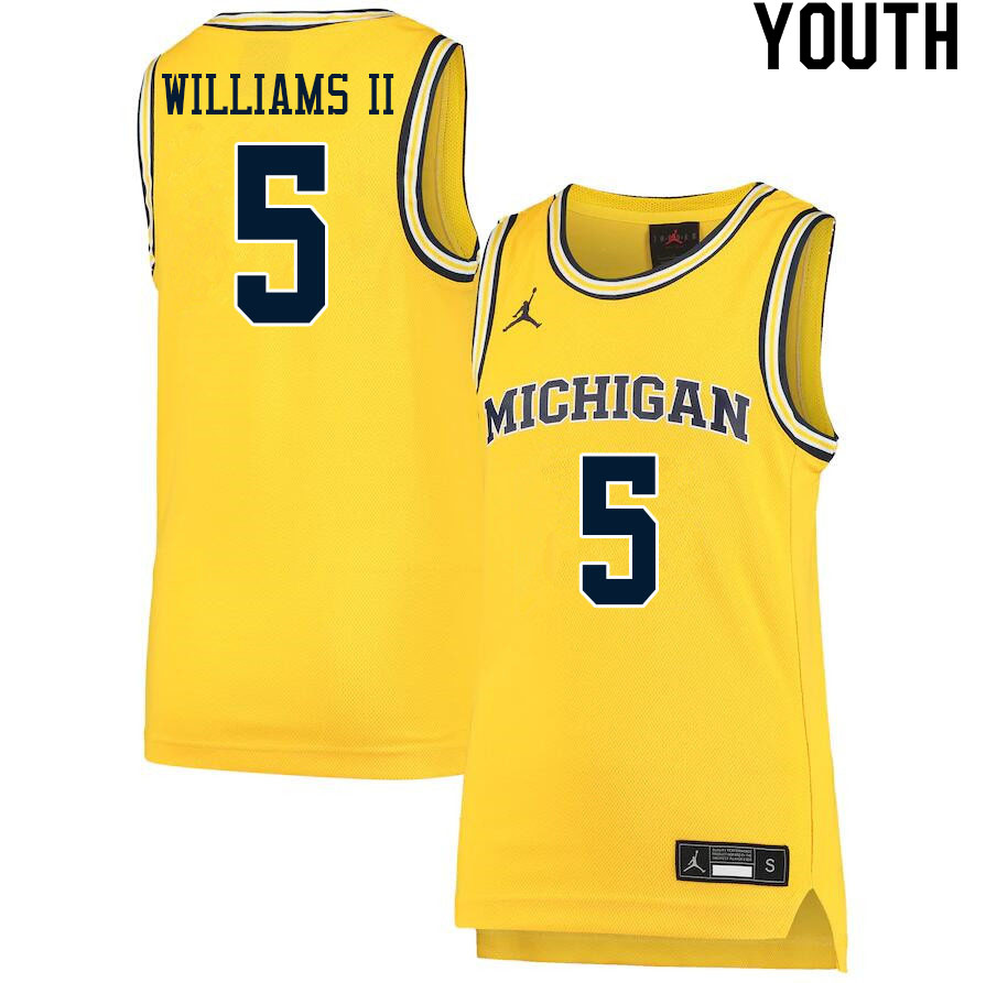 Youth #5 Terrance Williams II Michigan Wolverines College Basketball Jerseys Sale-Yellow - Click Image to Close
